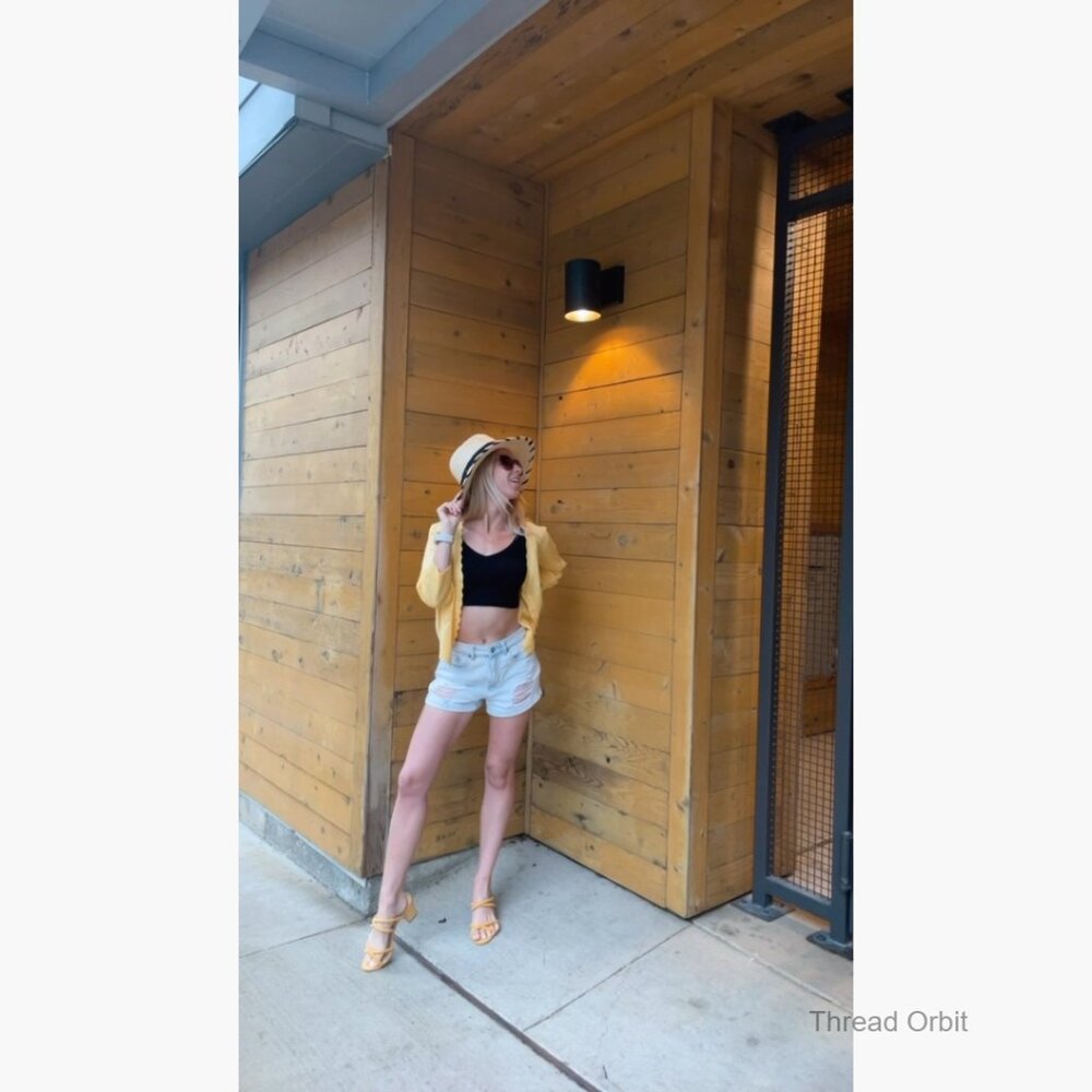 Cropped Cardigan Sweater 3/4 Sleeve Button Down Lightweight Knit Shrug - Picture 7 of 7